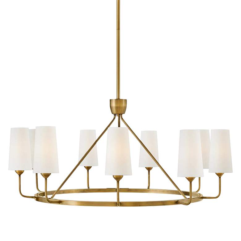 Image 1 Hinkley Lewis 37 1/4" Wide Heritage Brass 9-Light Pendant