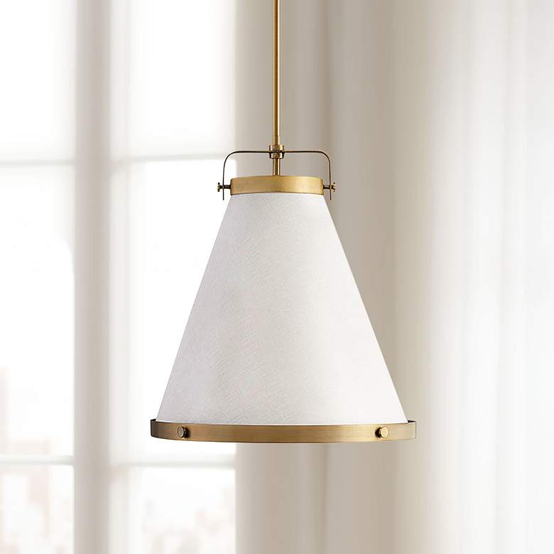 Image 1 Hinkley Lexi 16" Wide Lacquered Brass Cone Pendant Light