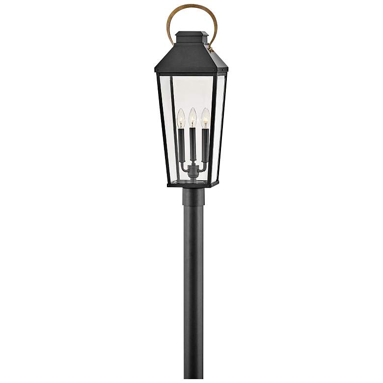 Image 1 Hinkley Lighting Dawson 30" High Black Lantern Post light