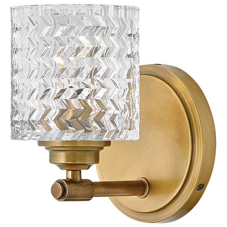 Image 1 Hinkley Lighting Elle 7 3/4 inch Brass and Chevron Clear Glass Wall Sconce