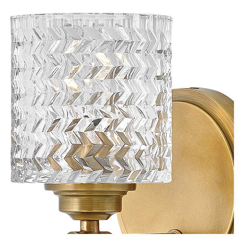 Image 2 Hinkley Lighting Elle 7 3/4" Brass and Chevron Clear Glass Wall Sconce more views