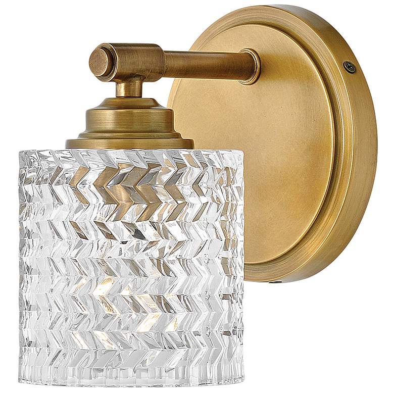 Image 6 Hinkley Lighting Elle 7 3/4" Brass and Chevron Clear Glass Wall Sconce more views