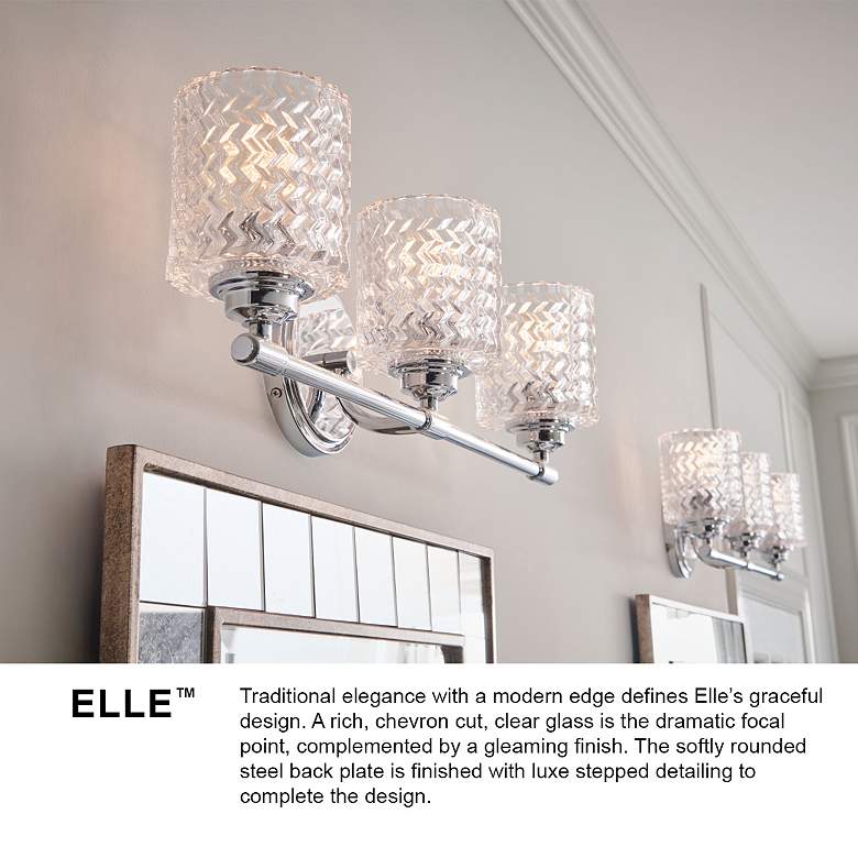 Image 7 Hinkley Lighting Elle 7 3/4" Brass and Chevron Clear Glass Wall Sconce more views