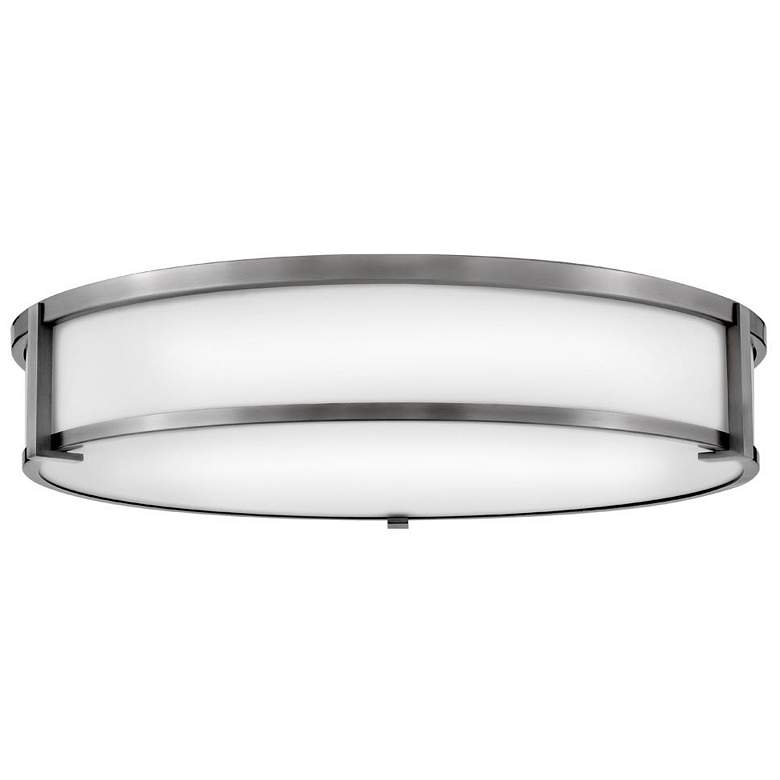 Image 1 Hinkley Lighting Lowell 24" Antique Nickel White Glass Flush Mount