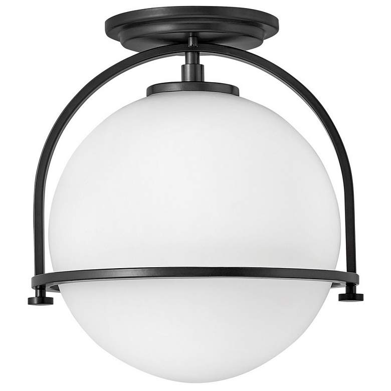Image 2 Hinkley Lighting Somerset 11 1/2" Black with White Globe Ceiling Light