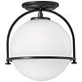 3_Hinkley Lighting Somerset 11 1/2" Black with White Globe Ceiling Light more views