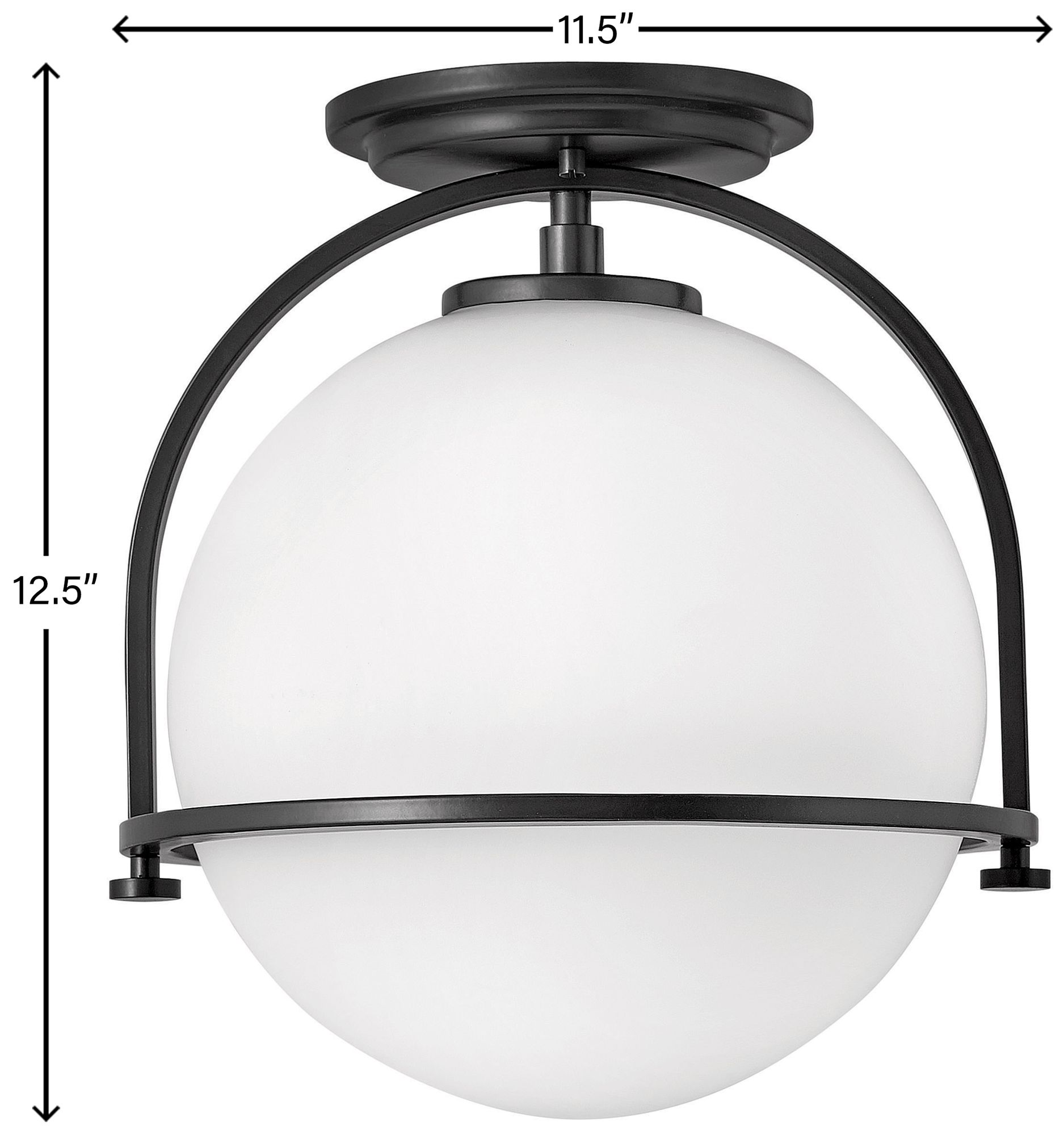Hinkley Lighting Somerset 11 1/2" Black with White Globe Ceiling Light