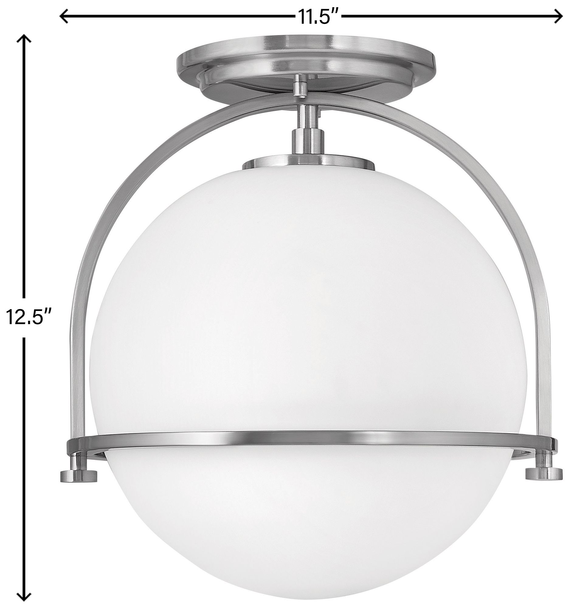 Hinkley Lighting Somerset 11 1/2" Nickel White Globe Ceiling Light