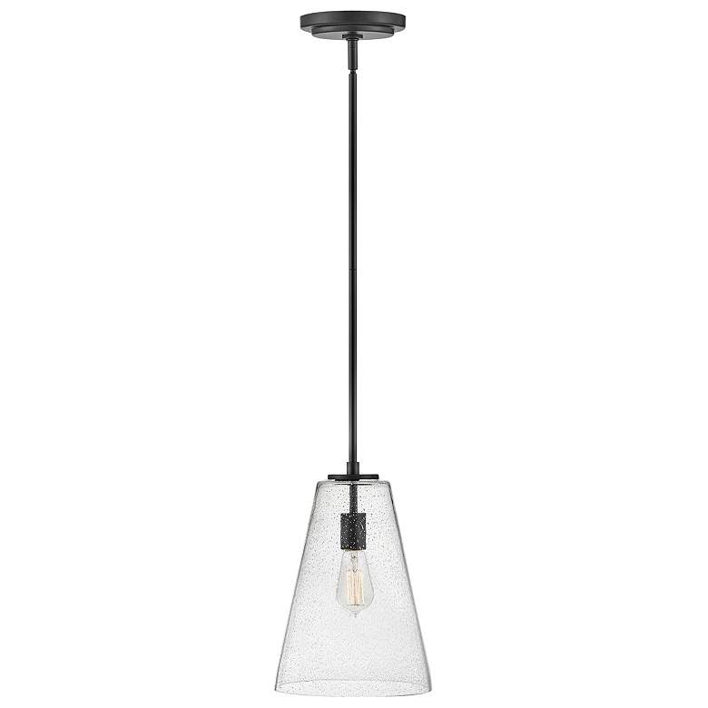 Image 1 Hinkley Lighting Vance 10 inch Wide Black and Seeded Glass Mini Pendant