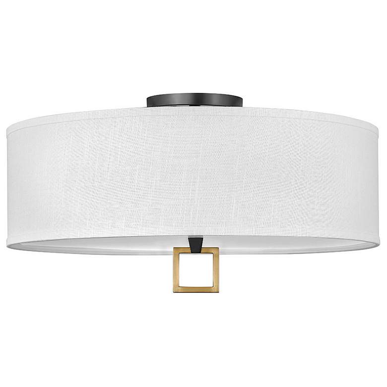 Image 1 Hinkley Link 24 inch Brass and White Drum Semi-Flushmount Ceiling Light