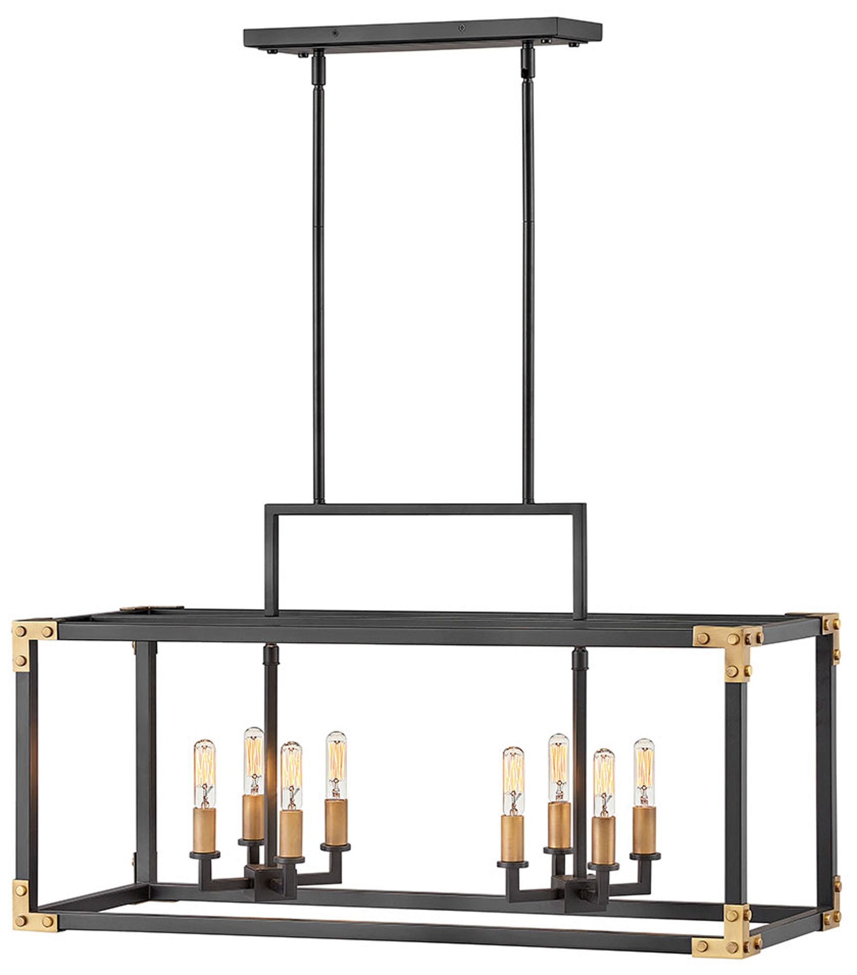 Image Hinkley Louis 34 1/2"W Satin Black 8-Light Island Chandelier