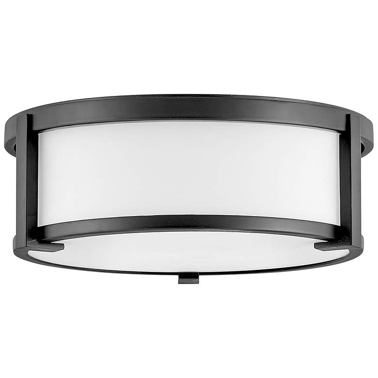 Image 1 Hinkley Lowell 13 1/4" Wide Black and Opal Glass Drum Ceiling Light