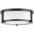 Hinkley Lowell 13 1/4" Wide Black and Opal Glass Drum Ceiling Light