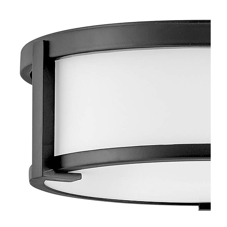 Image 2 Hinkley Lowell 13 1/4" Wide Black and Opal Glass Drum Ceiling Light more views
