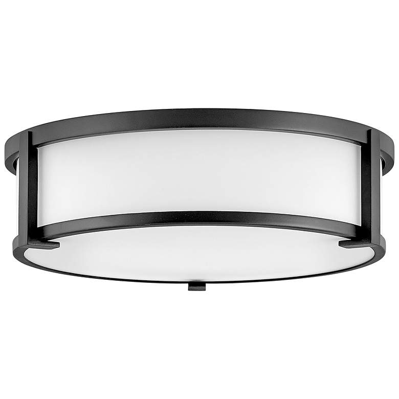 Image 1 Hinkley Lowell 16" Wide Black and opal Glass Drum Ceiling Light