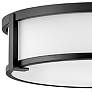 Hinkley Lowell 16" Wide Black and opal Glass Drum Ceiling Light