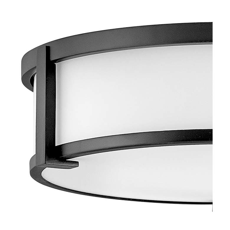 Image 2 Hinkley Lowell 16" Wide Black and opal Glass Drum Ceiling Light more views