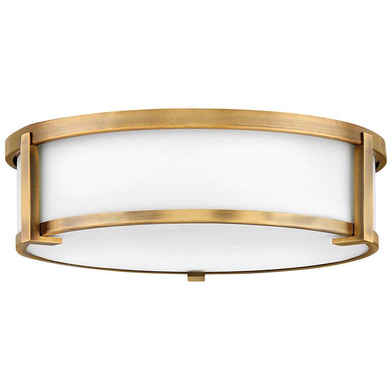 Image 1 Hinkley Lowell 16" Wide Brass and White Drum Flushmount Ceiling Light
