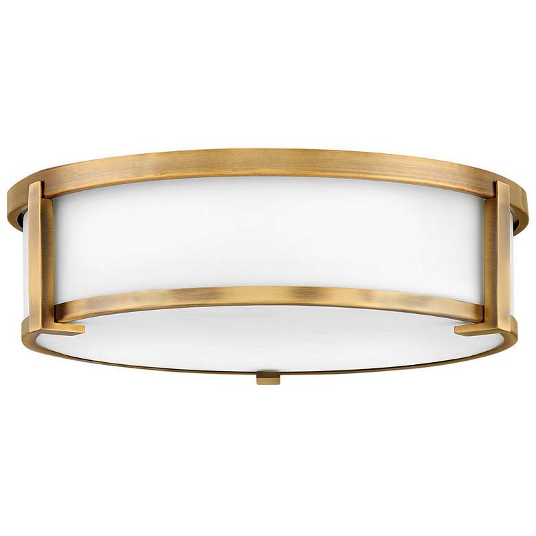 Image 1 Hinkley Lowell 16 inch Wide Brass and White Drum Flushmount Ceiling Light