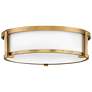Hinkley Lowell 16" Wide Brass and White Drum Flushmount Ceiling Light