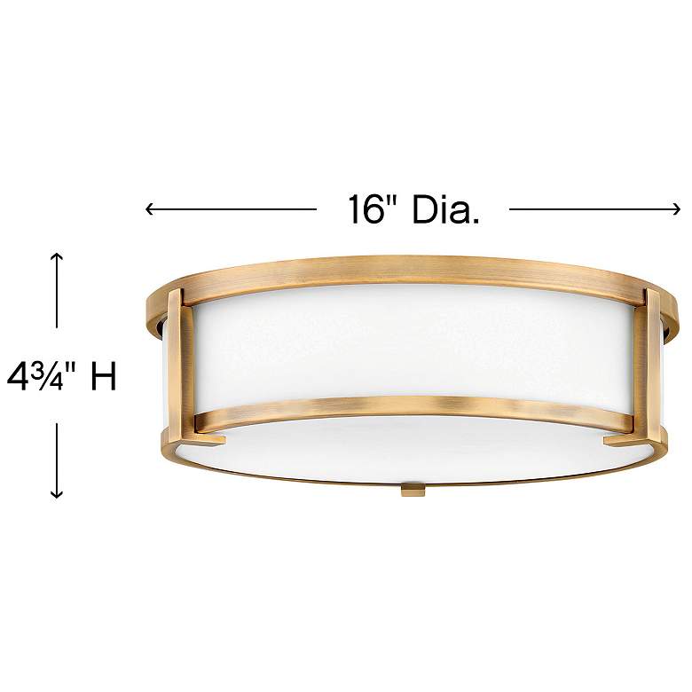 Image 4 Hinkley Lowell 16" Wide Brass and White Drum Flushmount Ceiling Light more views