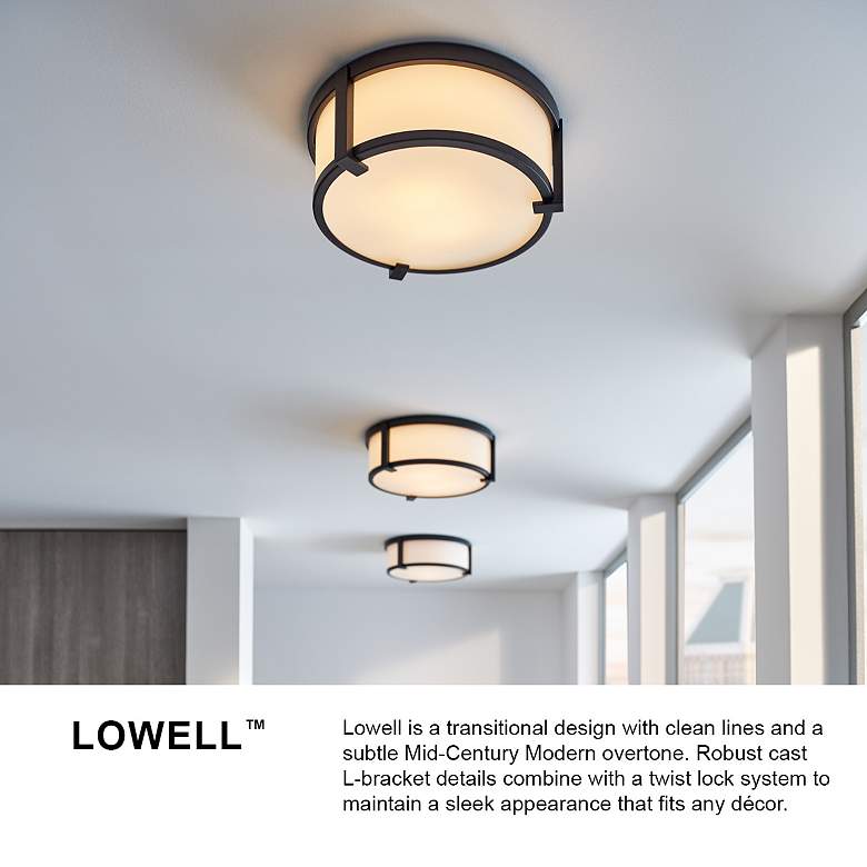 Image 7 Hinkley Lowell 16" Wide Brass and White Drum Flushmount Ceiling Light more views