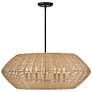 4_Hinkley Luca 38" Wide Black 7-Light Woven Rattan Drum Chandelier more views