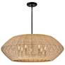 5_Hinkley Luca 38" Wide Black 7-Light Woven Rattan Drum Chandelier more views