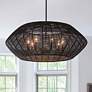 2_Hinkley Luca 38" Wide Black Weave Modern Drum Pendant Chandelier