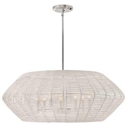 Hinkley Luca 38" Wide White Weave Modern Drum Pendant Chandelier