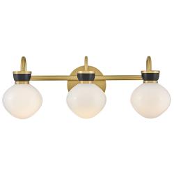 Hinkley Lucy 25"W Lacquered Brass Black 3-Light Bath Light