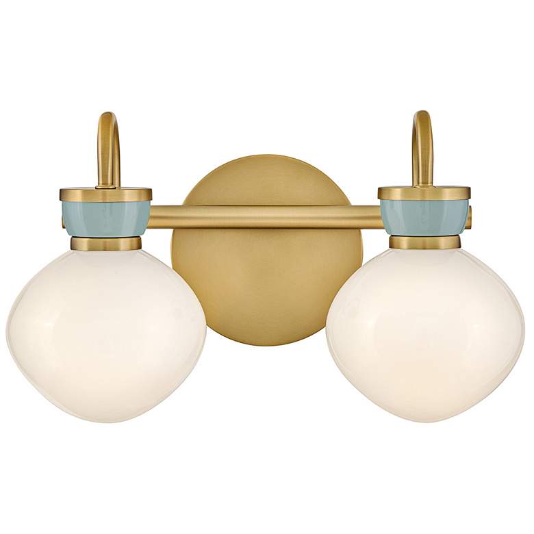 Image 1 Hinkley Lucy 9 1/2" High Lacquered Brass 2-Light Wall Sconce