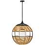 1_Hinkley Maddox 26"H Black and Natural Outdoor Hanging Light