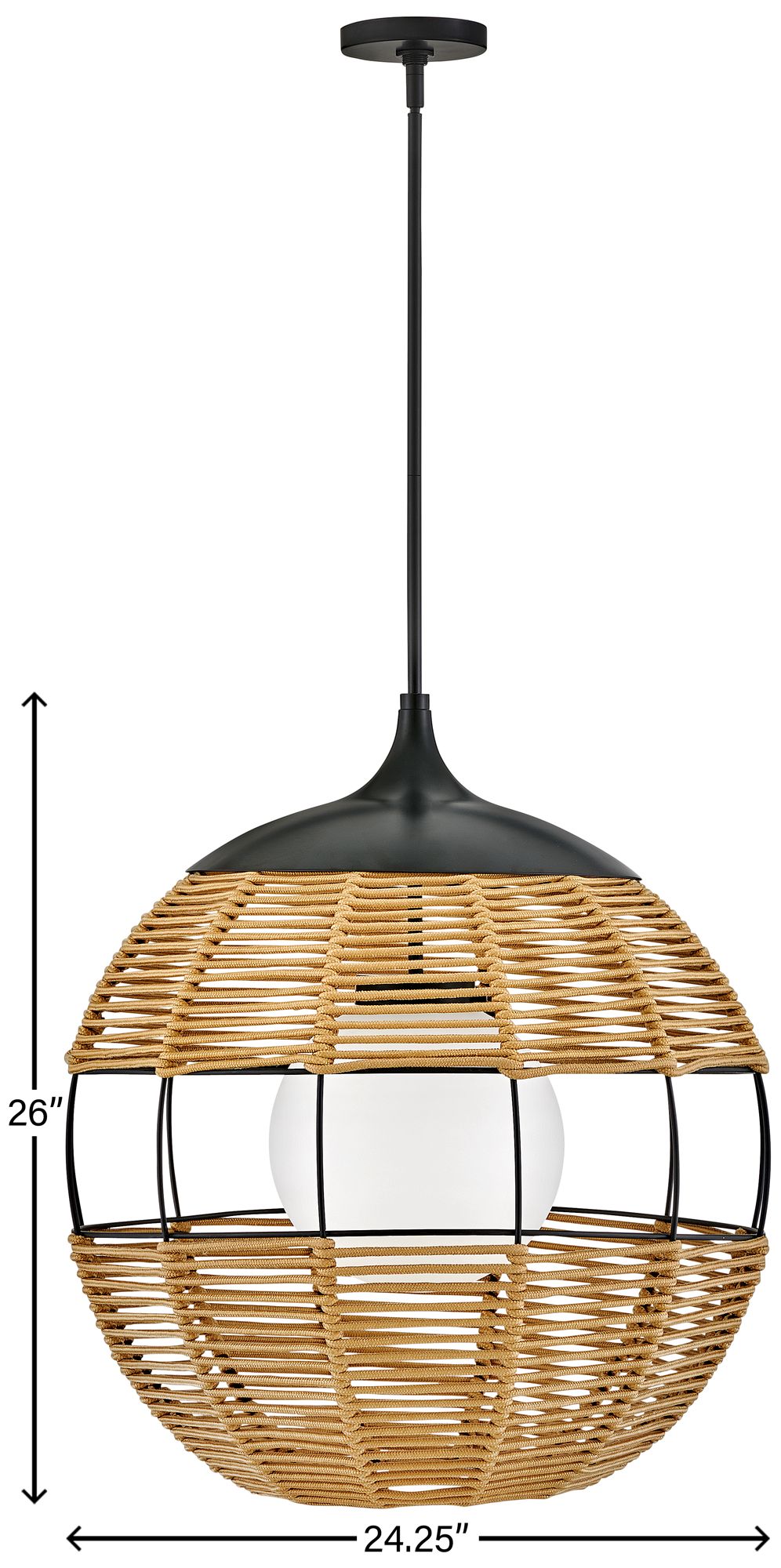 Hinkley Maddox 26"H Black and Natural Outdoor Hanging Light