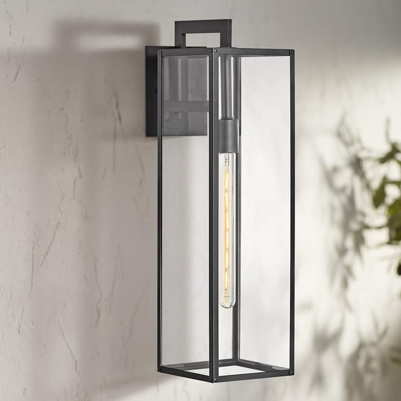 Image 1 Hinkley Max 25 inch High Black and Clear Glass Outdoor Wall Light