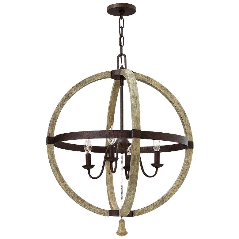Image 1 Hinkley Middlefield 30" Wide Iron Rust and Wood Open Orb Chandelier