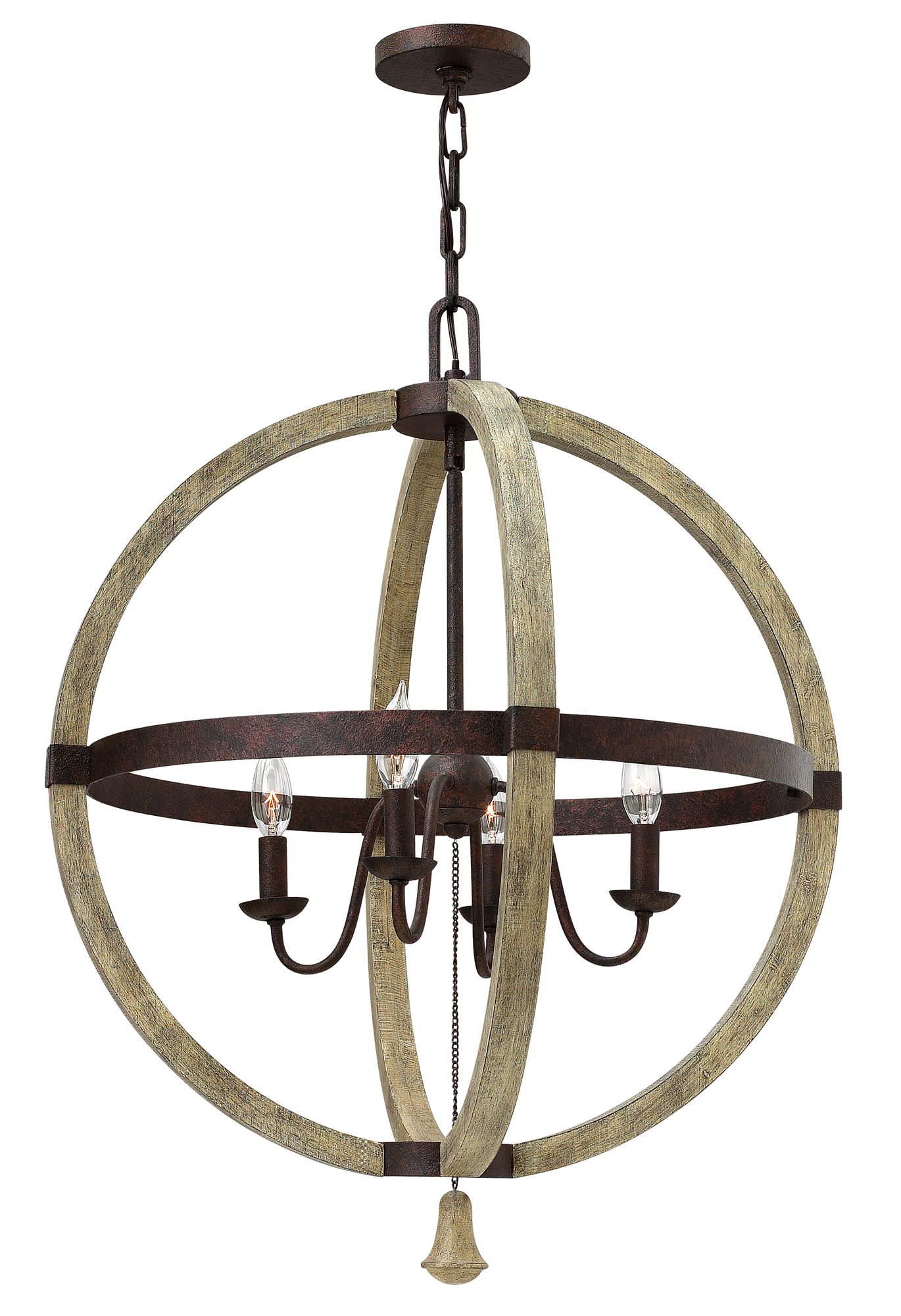 Image 2 Hinkley Middlefield 30" Wide Iron Rust and Wood Open Orb Chandelier more views