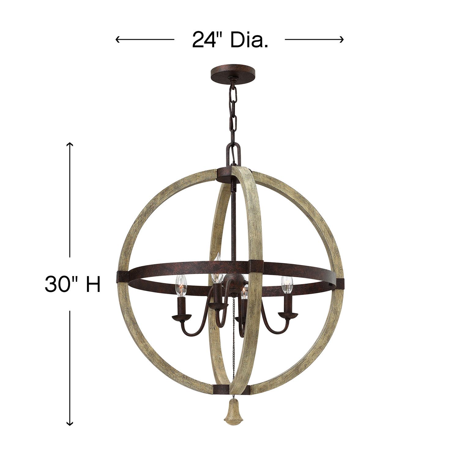 Image 4 Hinkley Middlefield 30" Wide Iron Rust and Wood Open Orb Chandelier more views