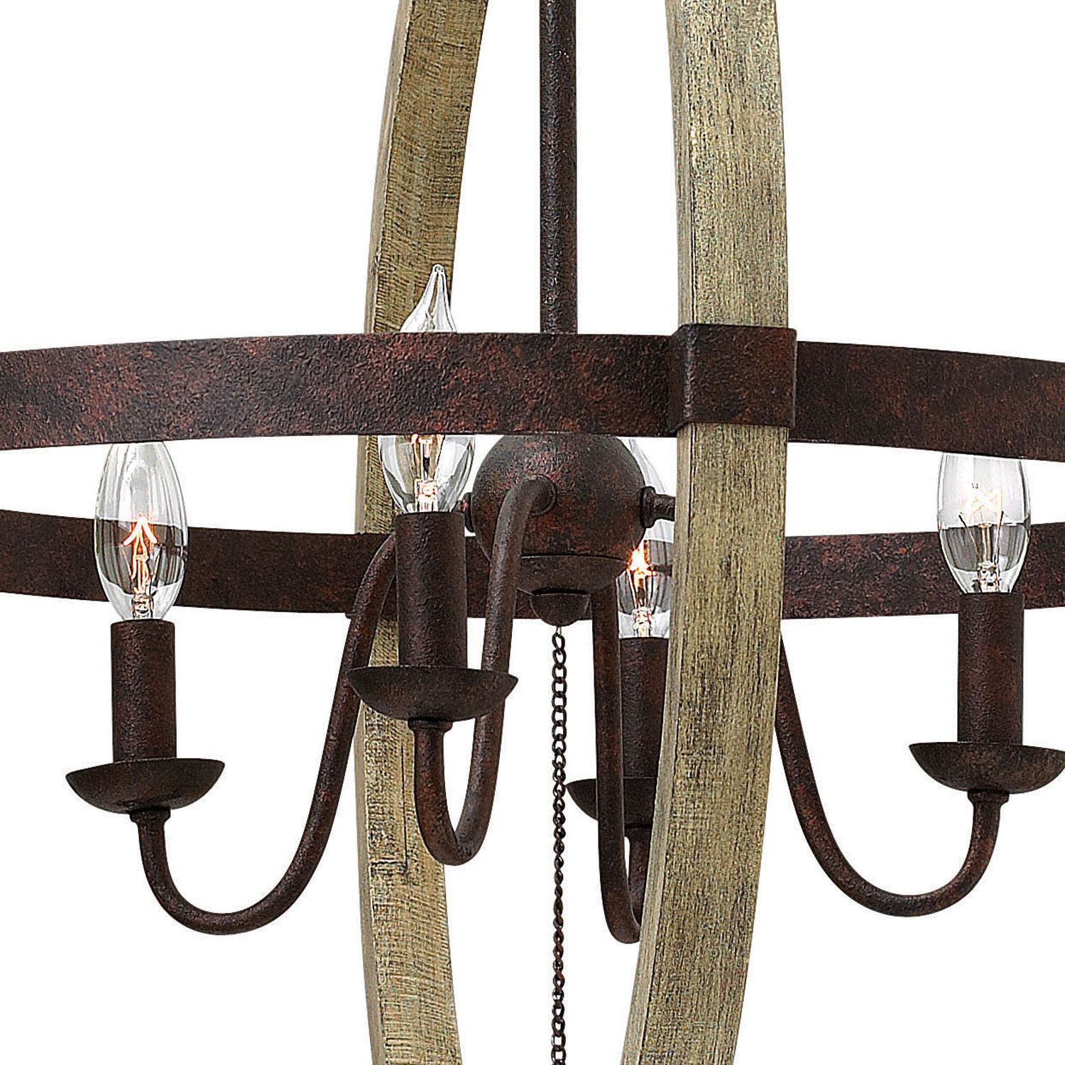 Image 5 Hinkley Middlefield 30" Wide Iron Rust and Wood Open Orb Chandelier more views