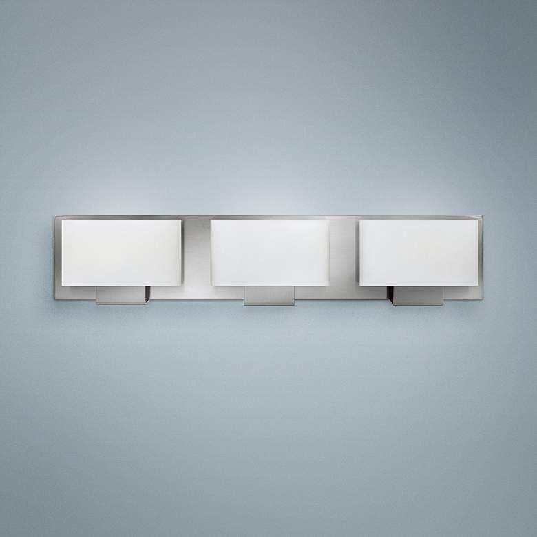 Image 1 Hinkley Mila 24" Wide Modern Opal Glass Brushed Nickel Bath Light