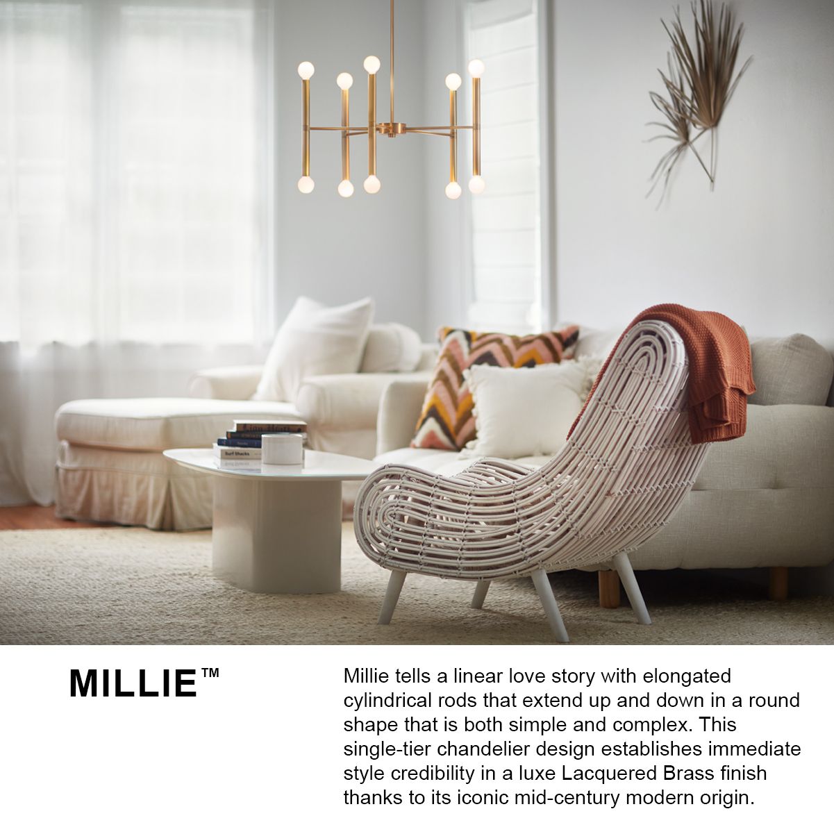 Hinkley Millie 24" Wide Lacquered Brass 10-Light Chandelier in scene