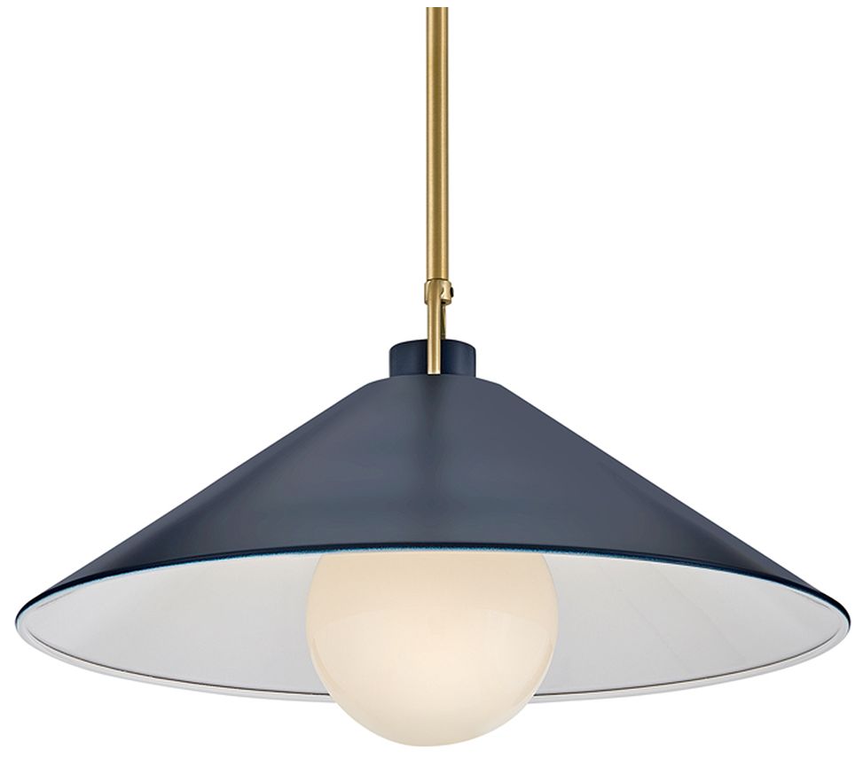 Image 6 Hinkley Milo 16" Wide Lacquered Brass and Blue Pendant Light more views