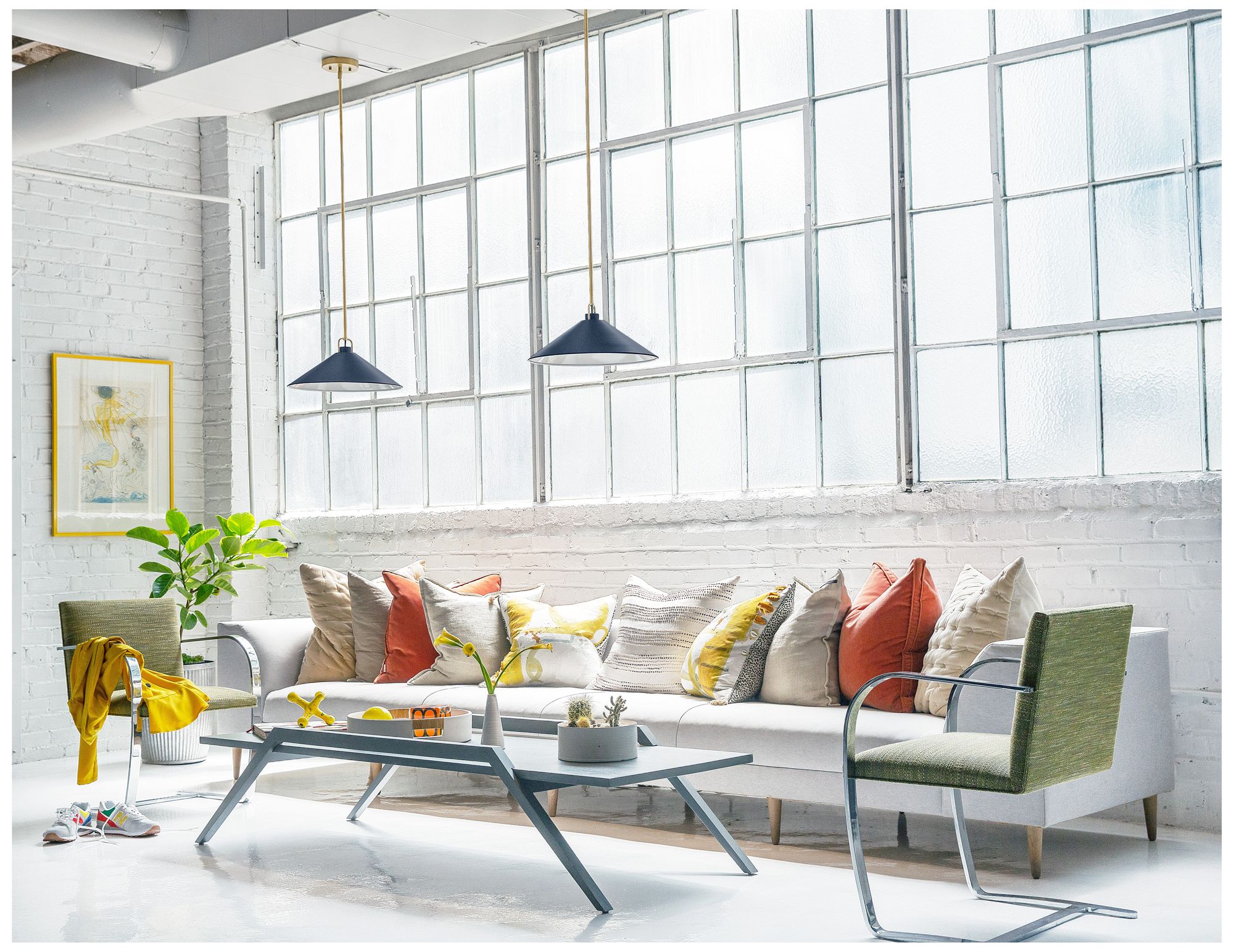 Hinkley Milo 16" Wide Lacquered Brass and Blue Pendant Light