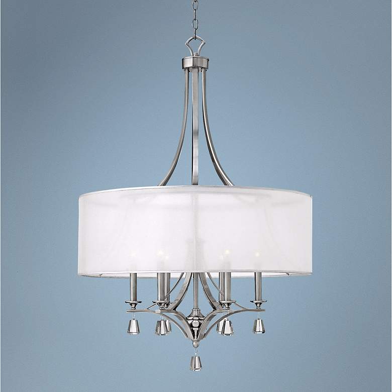 Image 1 Hinkley Mime 30 1/4" Wide Brushed Nickel Drum Shade Chandelier