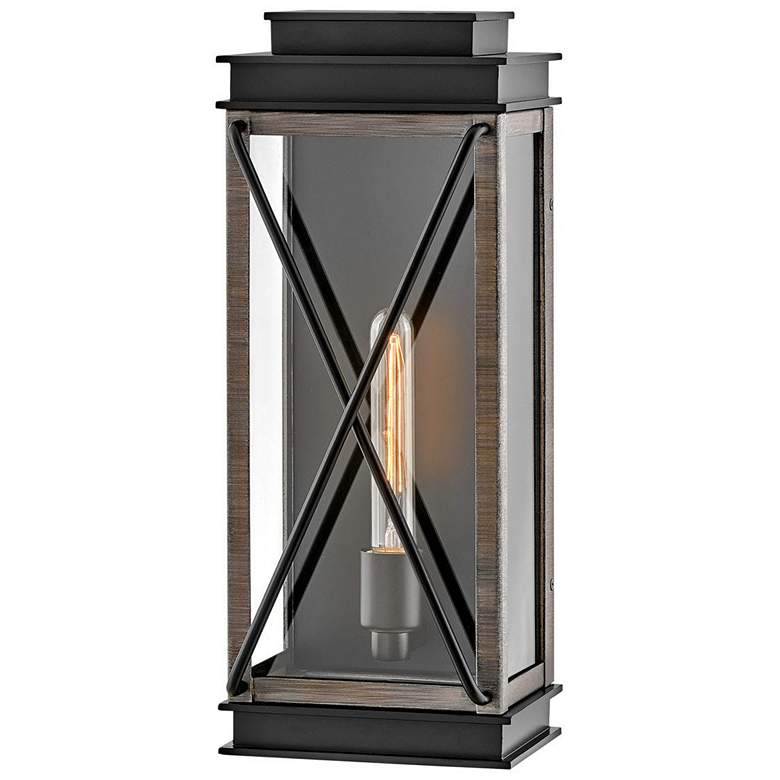 Image 1 Hinkley Montecito 18 3/4 inch High Black Finish Outdoor Lantern Wall Light