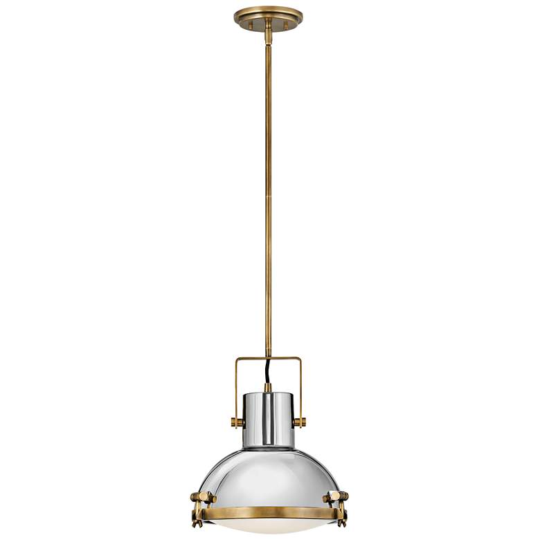 Image 2 Hinkley Nautique 13" Wide Heritage Brass and Nickel Dome Pendant Light
