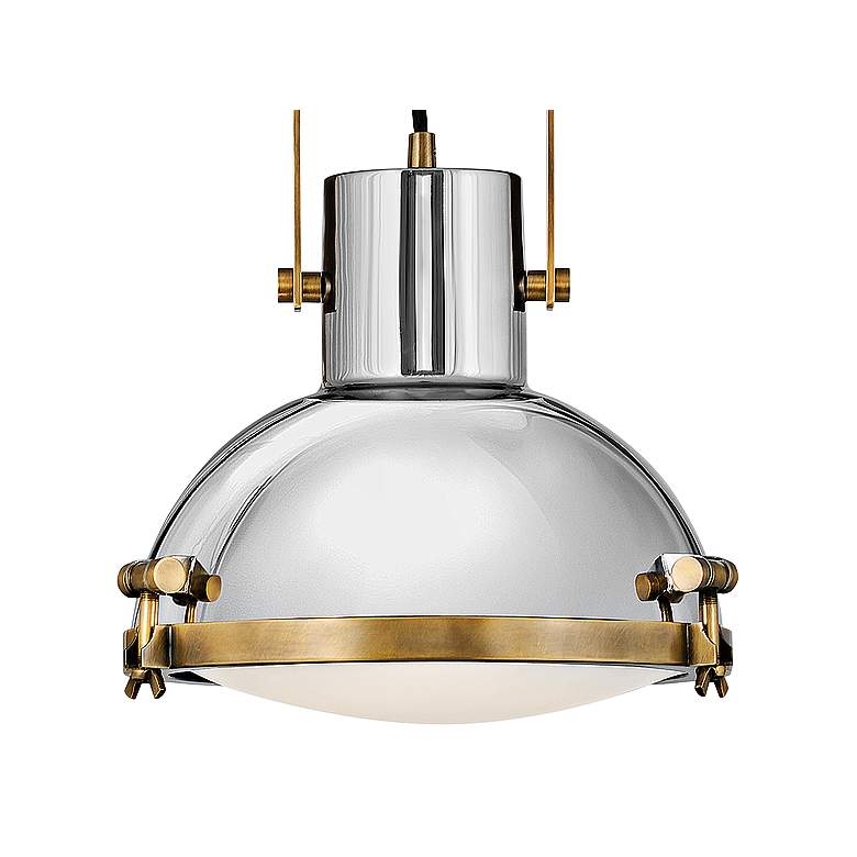 Image 3 Hinkley Nautique 13" Wide Heritage Brass and Nickel Dome Pendant Light more views