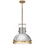 Hinkley Nautique 18" Wide Heritage Brass and Nickel Dome Pendant Light