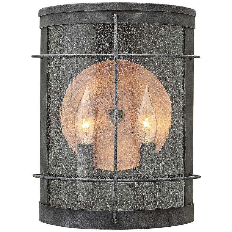 Image 1 Hinkley Newport 9"W Aged Zinc 2 Candle Outdoor Wall Light