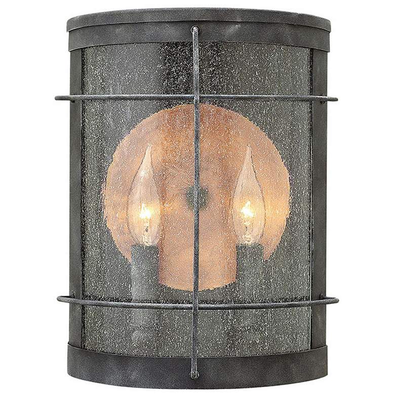 Image 1 Hinkley Newport 9 inchW Aged Zinc 2 Candle Outdoor Wall Light